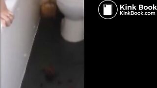 Hot girl shitting on the bathroom floor