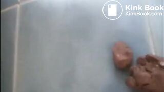 Dirty girl shitting on the floor