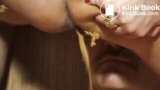 CE 075 - Shitgirl Roxana and scatboy Dieter - Full greasing with shit