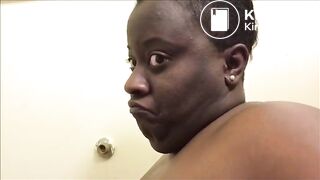Big butt ebony mature shitting in the toilet