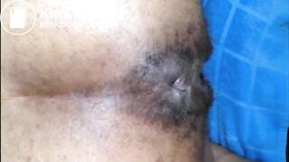 Hairy asshole latina shitting closeup