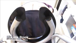 Fat ass mature woman shit and piss on a shitting chair