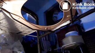 Big butt mature shitting a big load on the shitting chair