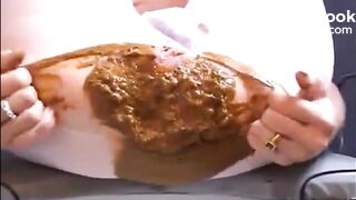 Girl shitting big diarrhea on white pantyhose