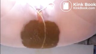 Girl shitting big diarrhea on white pantyhose