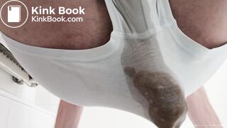 Guy with a nice ass, squeezes out a huge solid log