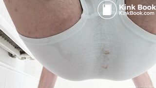 Guy with a nice ass, squeezes out a huge solid log