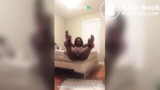 Sexy ebony taking soft pile of shit off the bed
