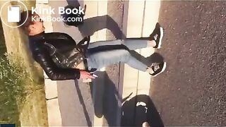 Biker girl shit on the street - Pooping, pissing girls and s