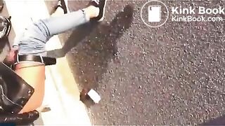 Biker girl shit on the street - Pooping, pissing girls and s