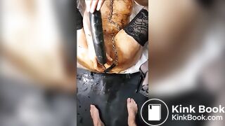 Scat dildo and veggie masturbation
