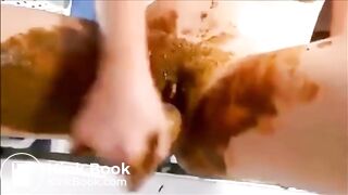 Girl shitting pissing and masturbating with dildo