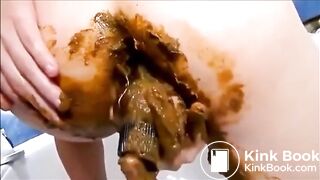 Girl shitting pissing and masturbating with dildo
