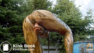 Masturbating in a bathtub full with cow shit