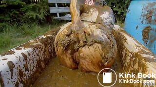 Masturbating in a bathtub full with cow shit