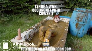 Masturbating in a bathtub full with cow shit