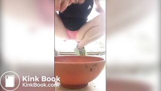 Woman non stop shitting in a mug