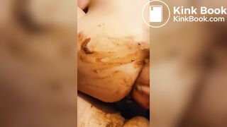 Shitting on cock then assfucked