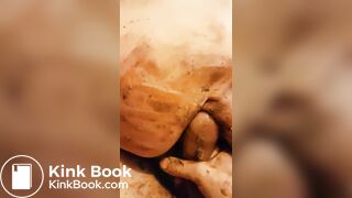 Shitting on cock then assfucked