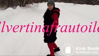 Pee and hard thick poop in the snow