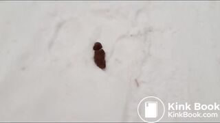 Pee and hard thick poop in the snow