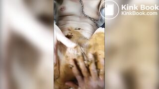 Shit in vagina through piss-filled speculum then fucked in