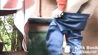 Blonde milf shitting diarrhea standing