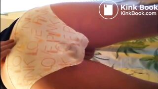 Girl shitting a big load in white panty