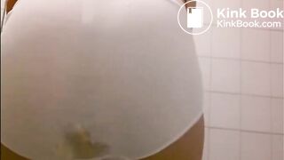 Blonde shitting on her white panty