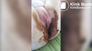 Very dirty girl shitting smearing and fingering