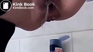 Girl shit and piss on a man mouth