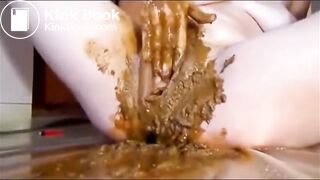 Girl masturbating with shit toy and fisting
