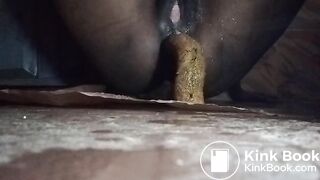Pooping a big log and tasting it