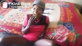 Cute ebony poops, eats and smears