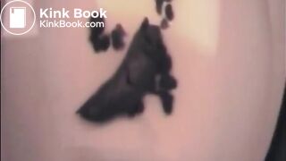 Big pussy lips woman shit and piss in the toilet