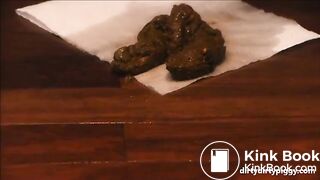 Girl spread legs shitting and pissing on the floor