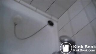 Blonde shitting a big one trough her white panty