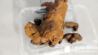 Slim blonde poops hard rocks