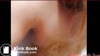 Cute amateur girl playing nasty with poo