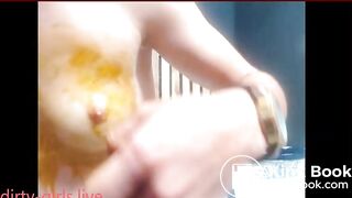 Cute amateur girl playing nasty with poo