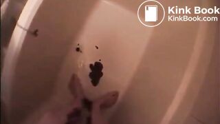 Asian milf shitting diarrhea on her legs satanding up