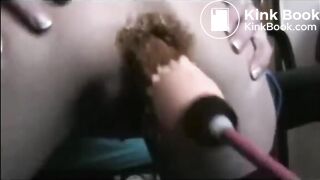 Mature woman anal fucked by sex machine shitting