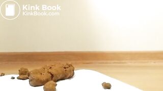 Lady in red twerks, poops and gapes