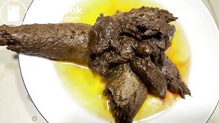 Blonde babe's big messy poop