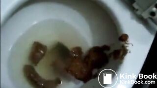 Four eyes brunette shitting a lot of quantity