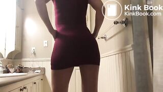 Burgundy dress ass poop worship