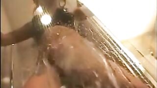 Ebony shit and piss standing in the shower