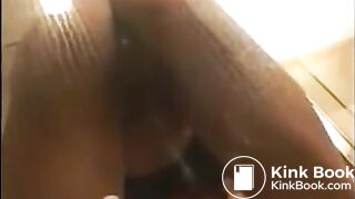 Ebony shit and piss standing in the shower