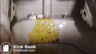 Girl is doing a big squirt of diarrhea