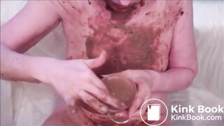 Woman eat her shit and piss